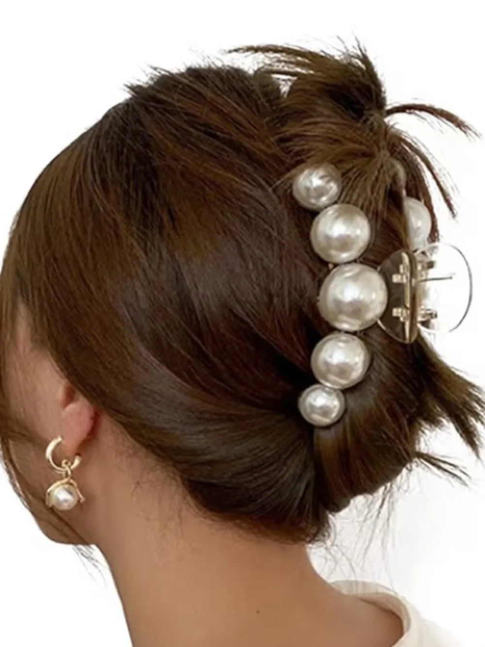 Anthropologie Pearl-Embellished Hair Claw - White
